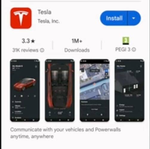 Search for the Tesla app and download it on your phone